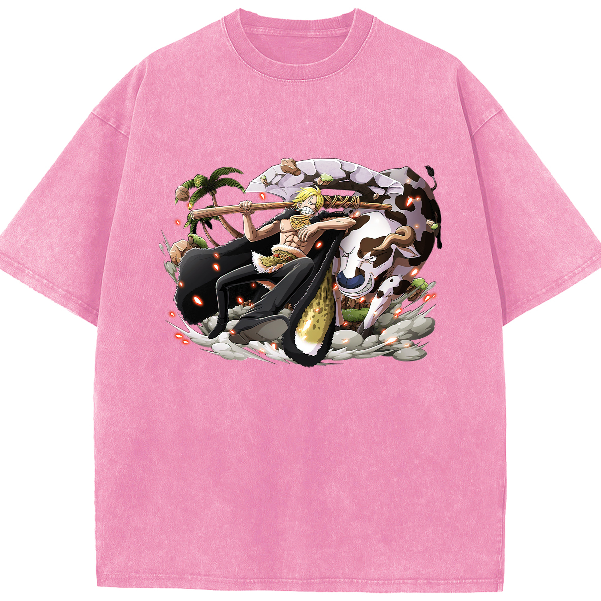 （画像用） ワンピース サンジ ONE PIECE Sanji 綿100% ヴィンテージ風 半袖Tシャツ（フロントプリント）